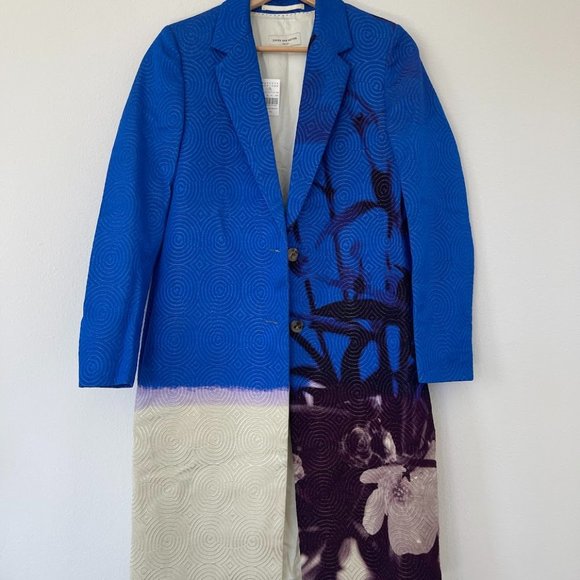 Dries Van Noten Jackets & Blazers - DRIES VAN NOTEN Blue Embroidered Printed Long Jacket